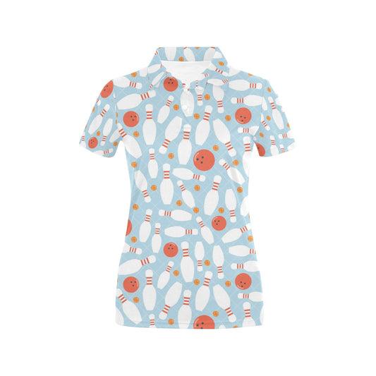 Bowling Pattern Print Design 09 Women's Polo Shirt