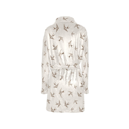Swallow Bird Pattern Print Design 01 Women's Fleece Robe