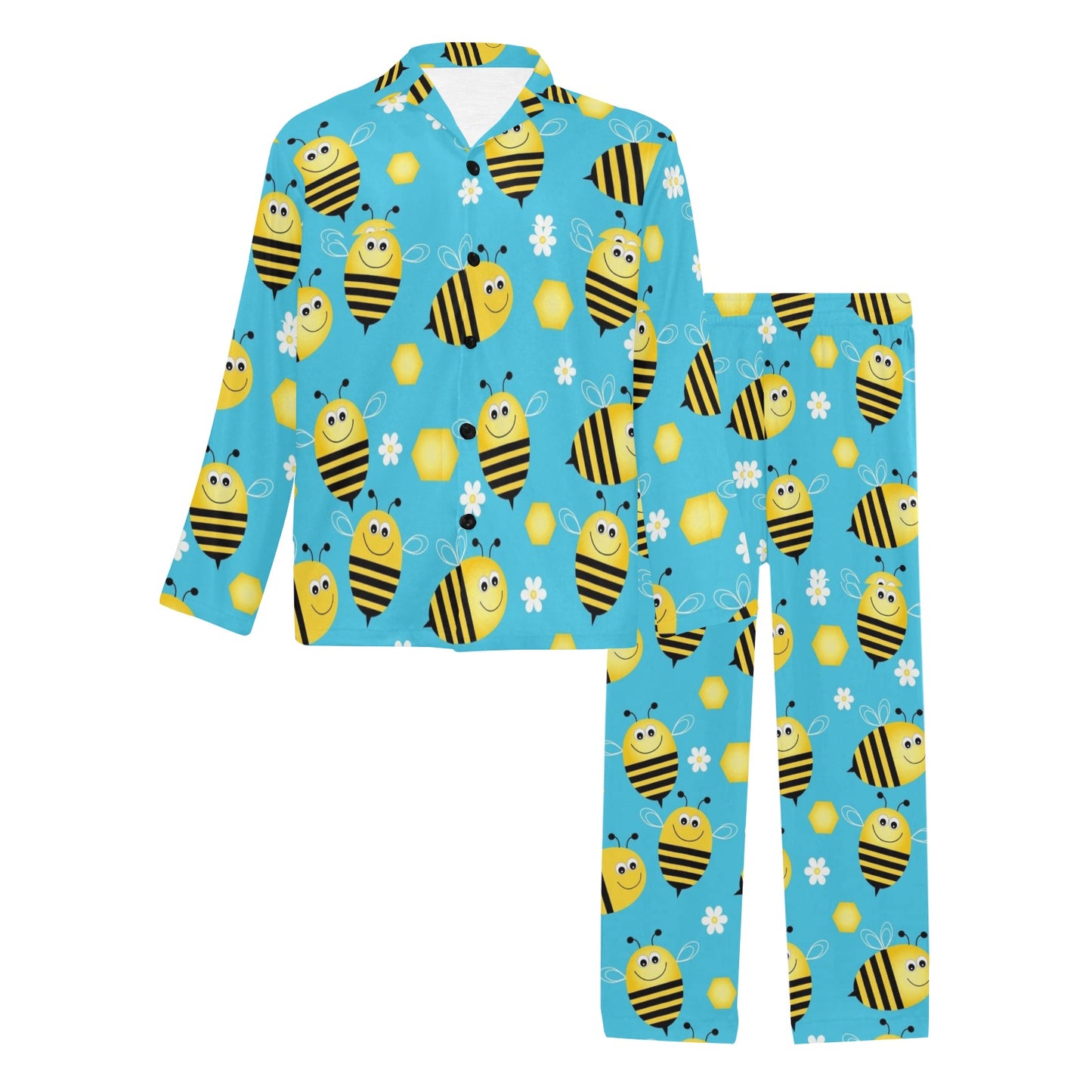 Bee Pattern Print Design BEE06 Men's Long Pajama Set
