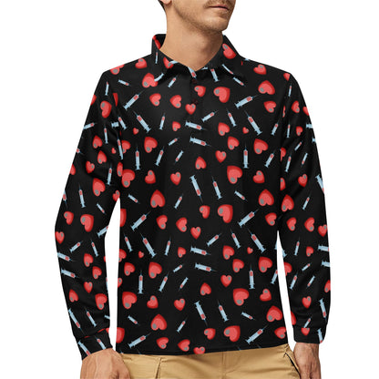 Phlebotomist Medical Concept Long Sleeve Polo Shirt For Men's