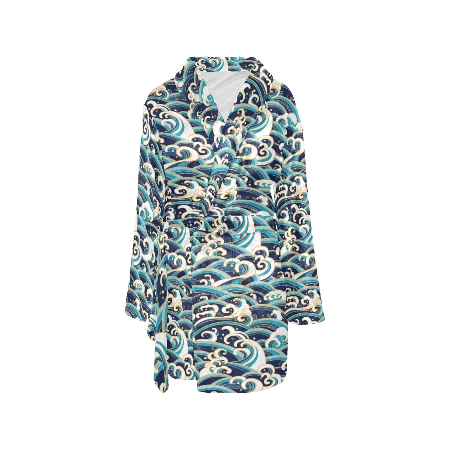 Surf Wave Pattern Women's Fleece Robe