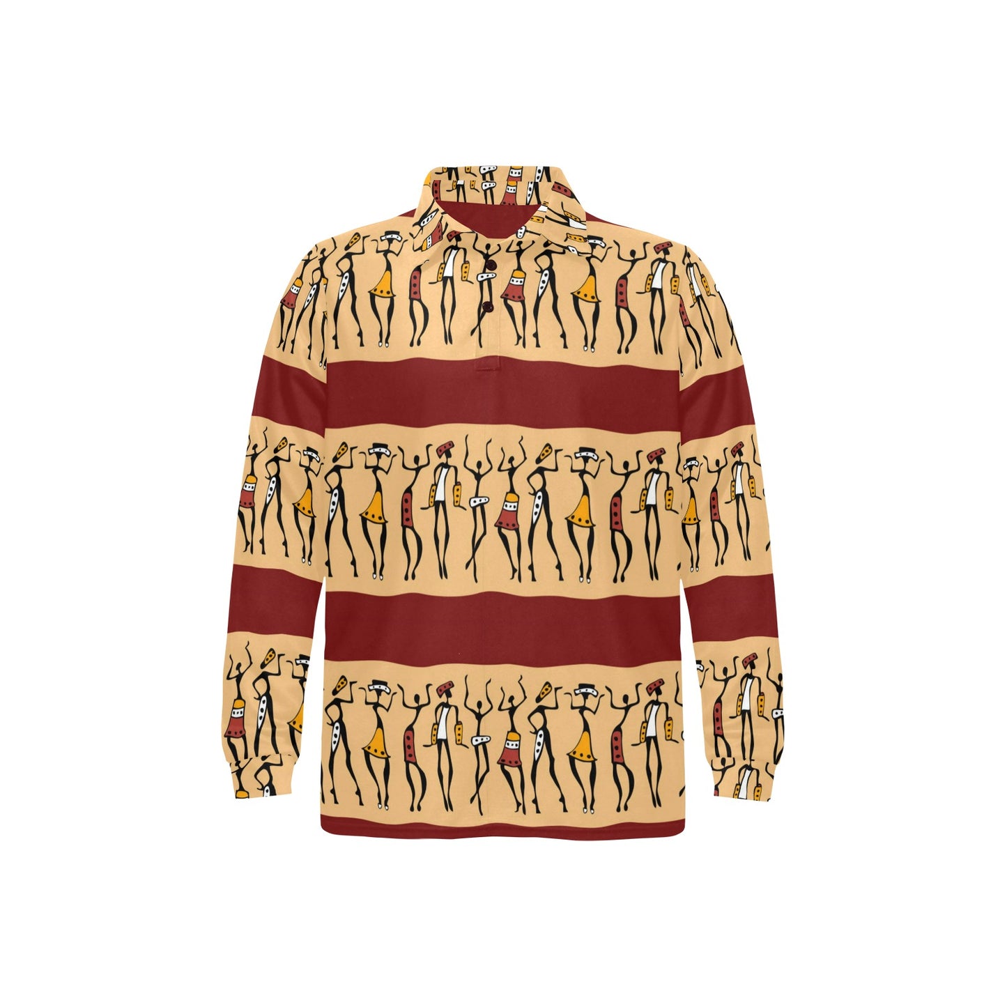 African People Long Sleeve Polo Shirt For Men's