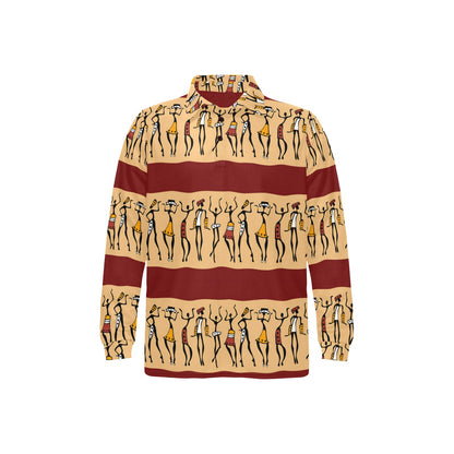African People Long Sleeve Polo Shirt For Men's