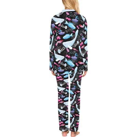 Manatee Pattern Print Design 02 Women's Long Pajama Set