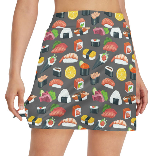 Sushi Print Design LKS302 17" Golf & Pickleball Skort with Pockets