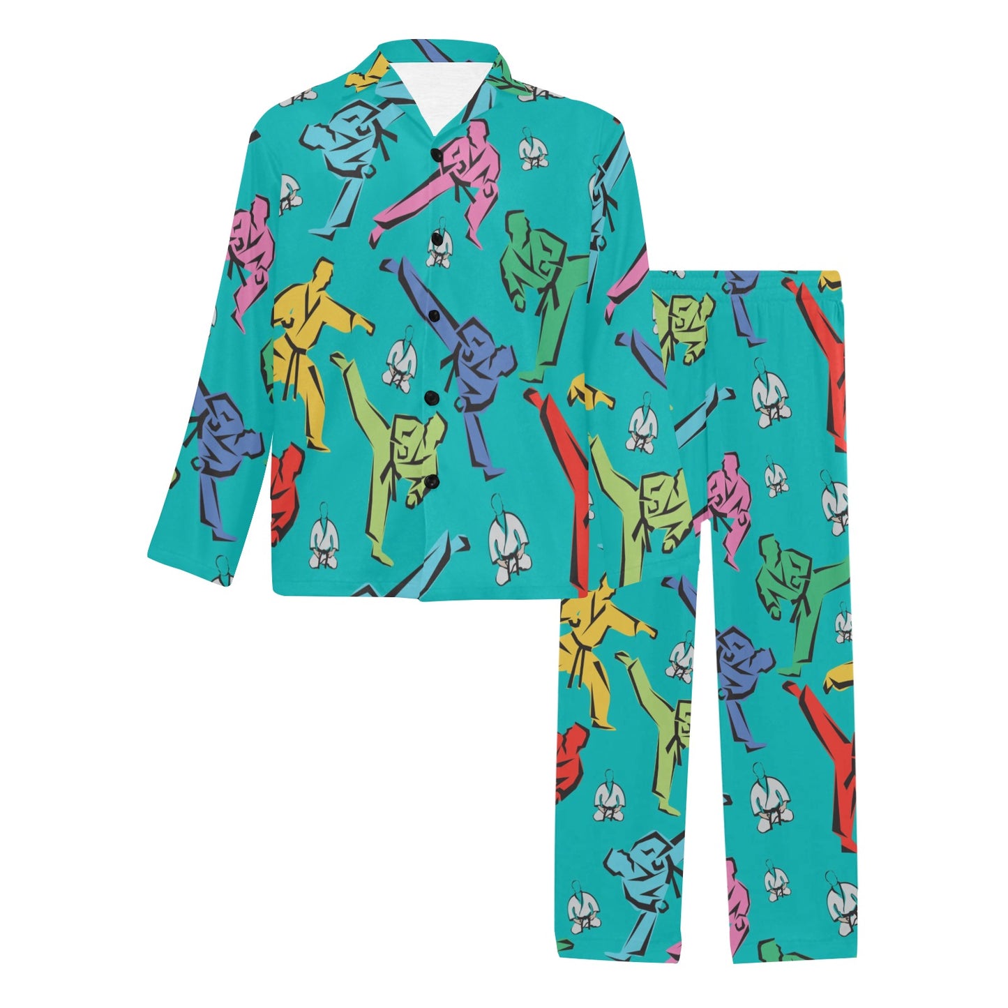 Judo Pattern Print Design 01 Men's Long Pajama Set