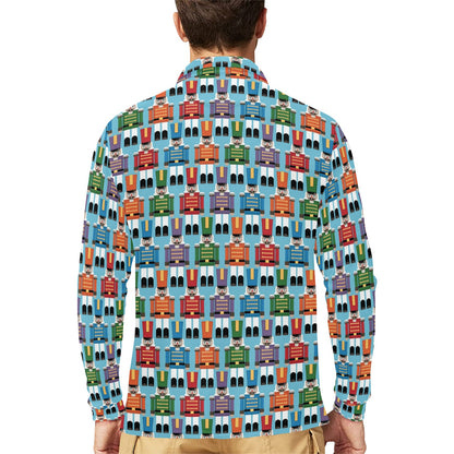 Nutcracker Pattern Print Design A02 Long Sleeve Polo Shirt For Men's