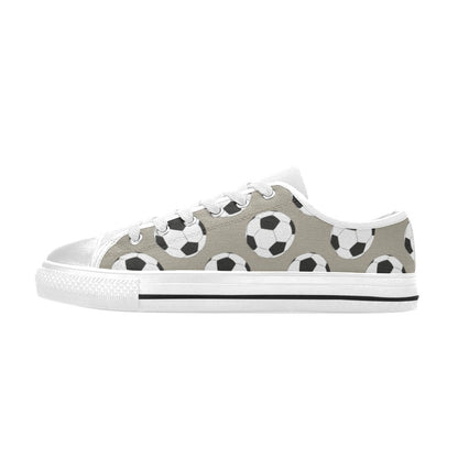 Soccer Ball Print Design LKS302 Women's White Low Top Shoes