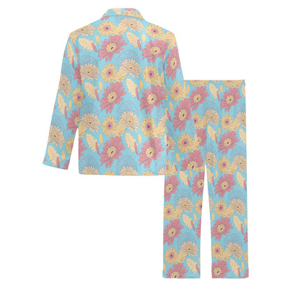Gerberas Pattern Print Design GB04 Men's Long Pajama Set