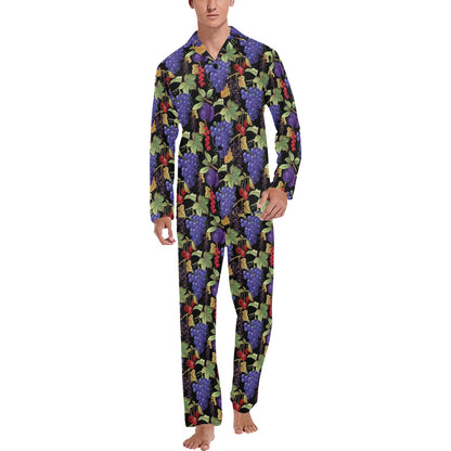 Grape Pattern Print Design GP05 Men's Long Pajama Set