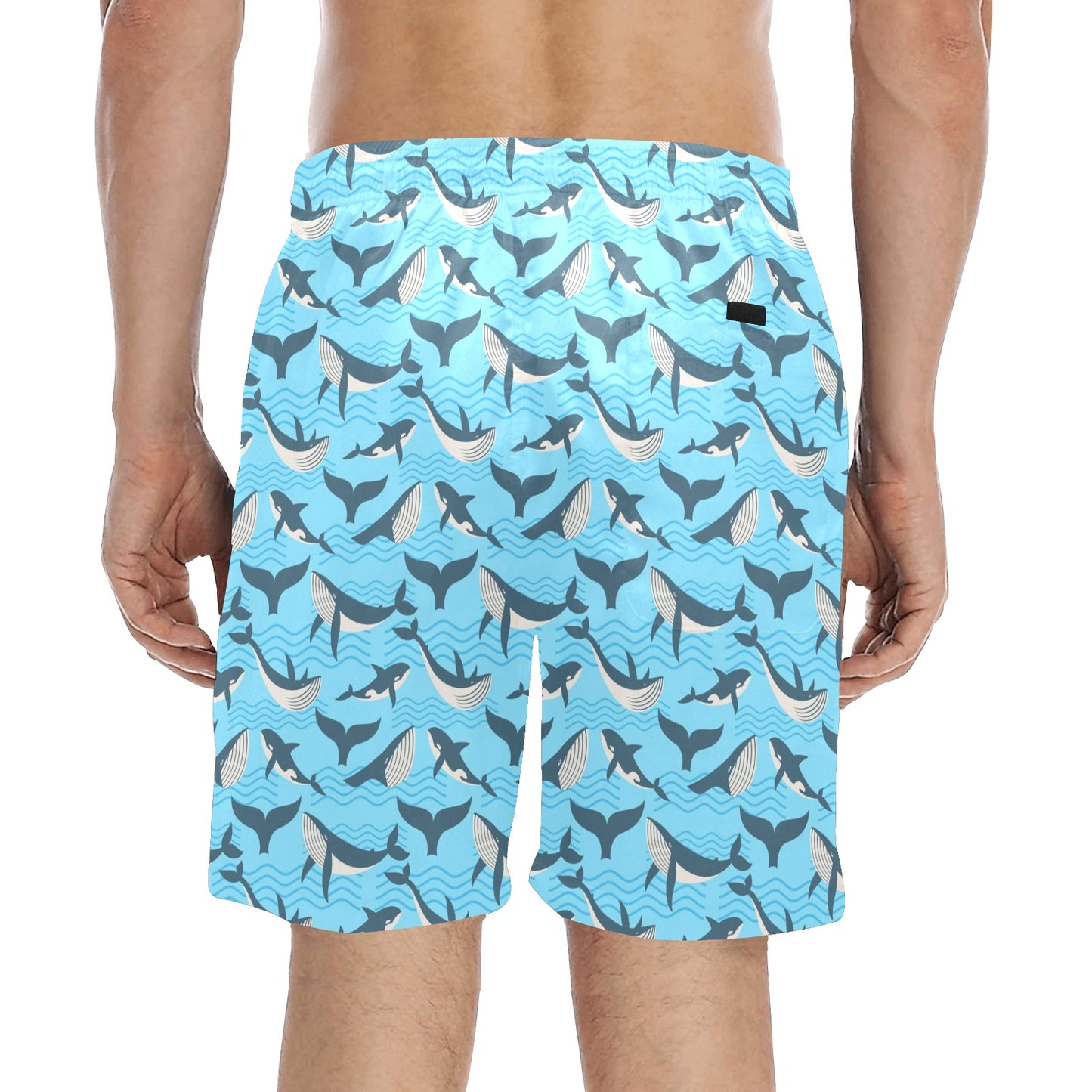 Whale Pattern Design Themed Print Men's Swim Trunks Beach Shorts