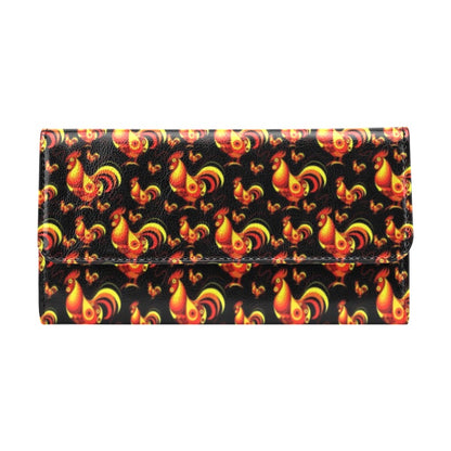 Rooster Print Themed Women's Trifold Wallet