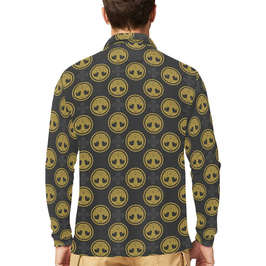 Celtic Tree of Life Design Long Sleeve Polo Shirt For Men's