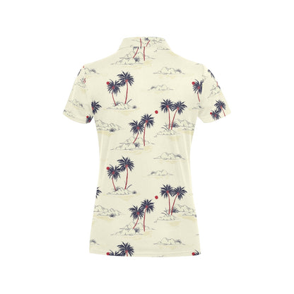 Palm Tree Pattern Print Design PT08 Women's Polo Shirt