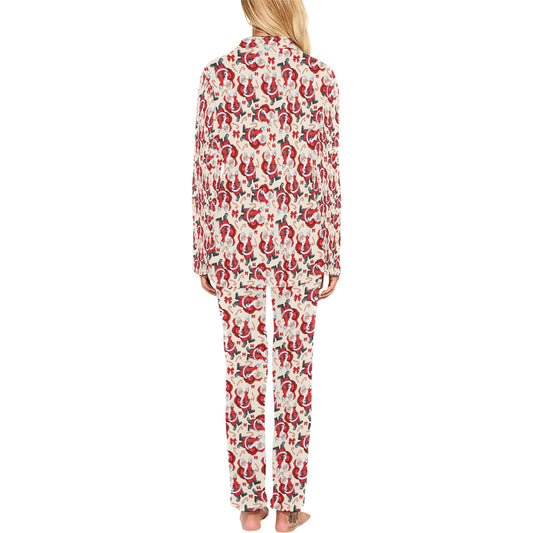 Santa Christmas Themed Print Design LKS302 Women's Long Pajama Set