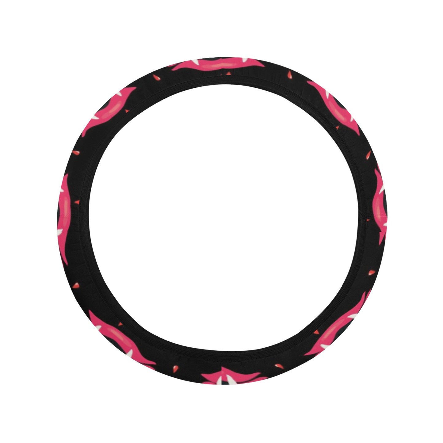 Vampire Lips Print Design LKS303 Steering Wheel Cover with Elastic Edge