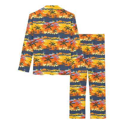 Palm Tree Pattern Print Design PT010 Women's Long Pajama Set