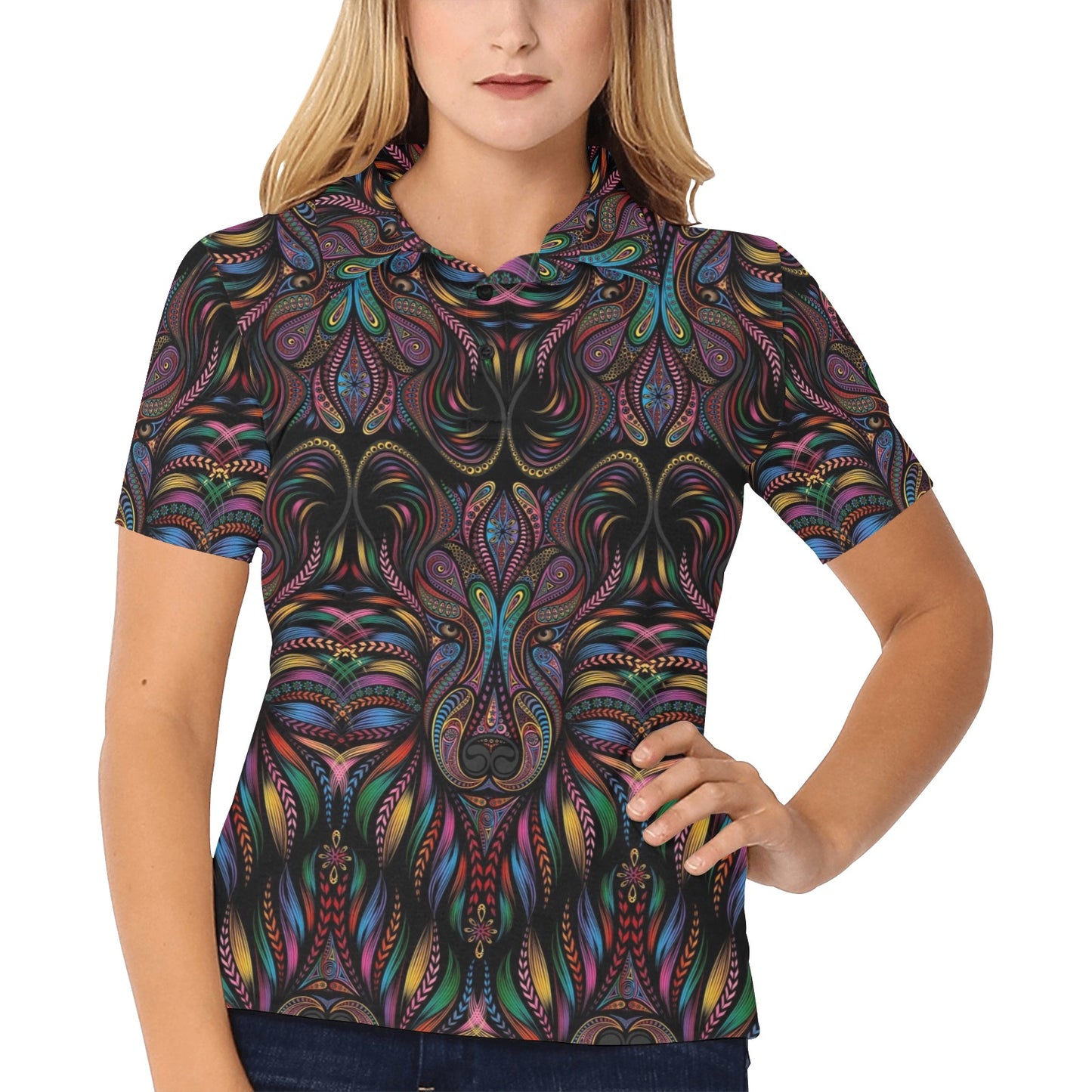 Colorful Art Wolf Women's Polo Shirt