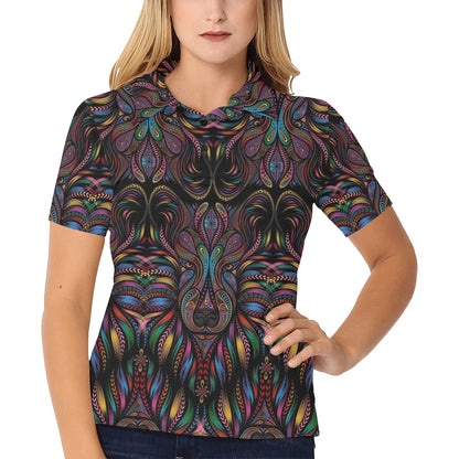 Colorful Art Wolf Women's Polo Shirt
