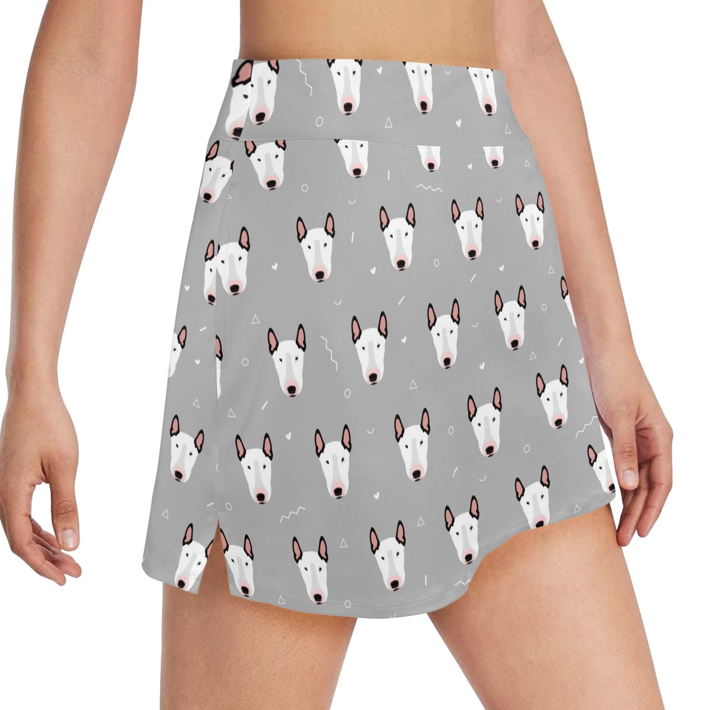Bull Terrier Head Print Pattern 17" Golf & Pickleball Skort with Pockets