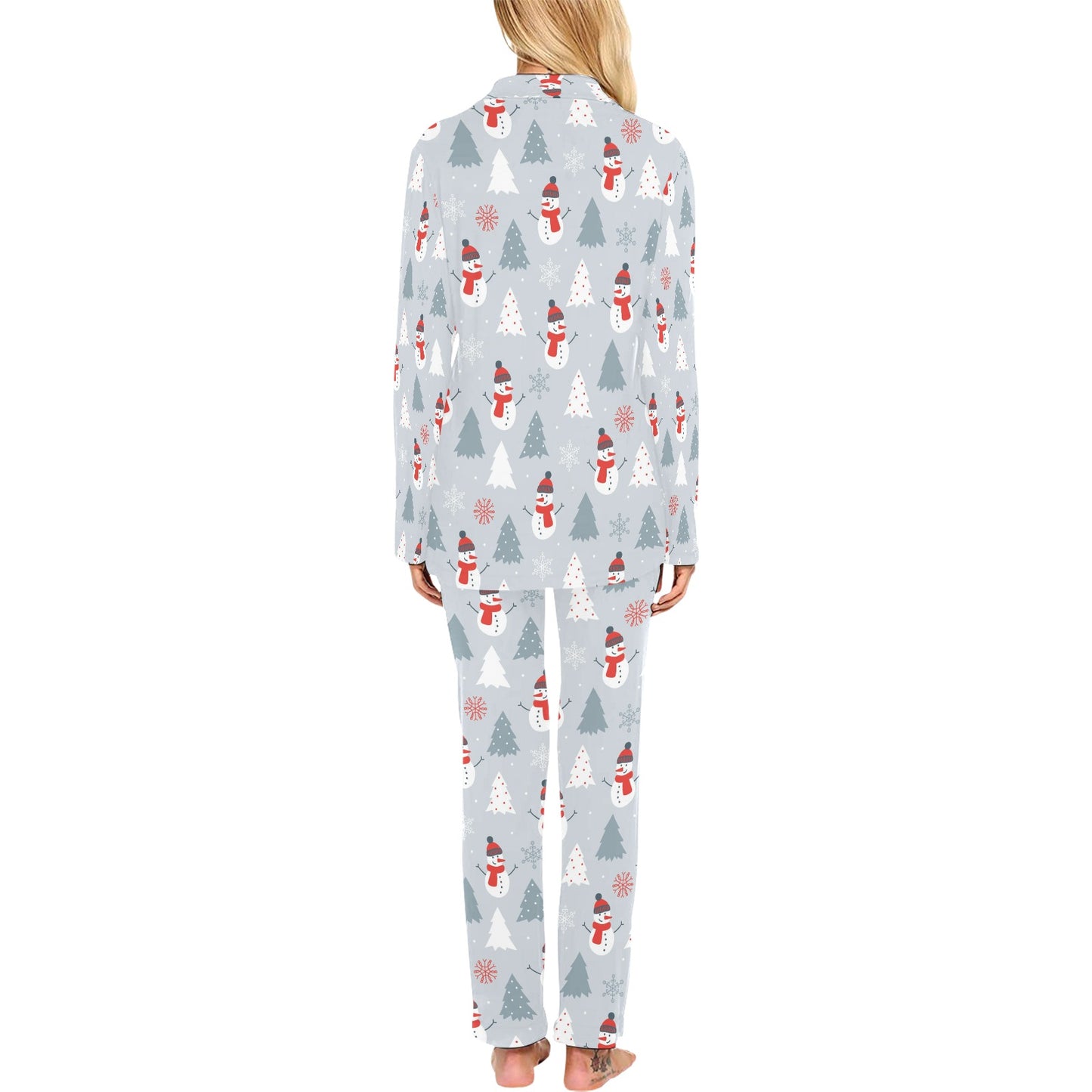 Snowman Print Design LKS302 Women's Long Pajama Set