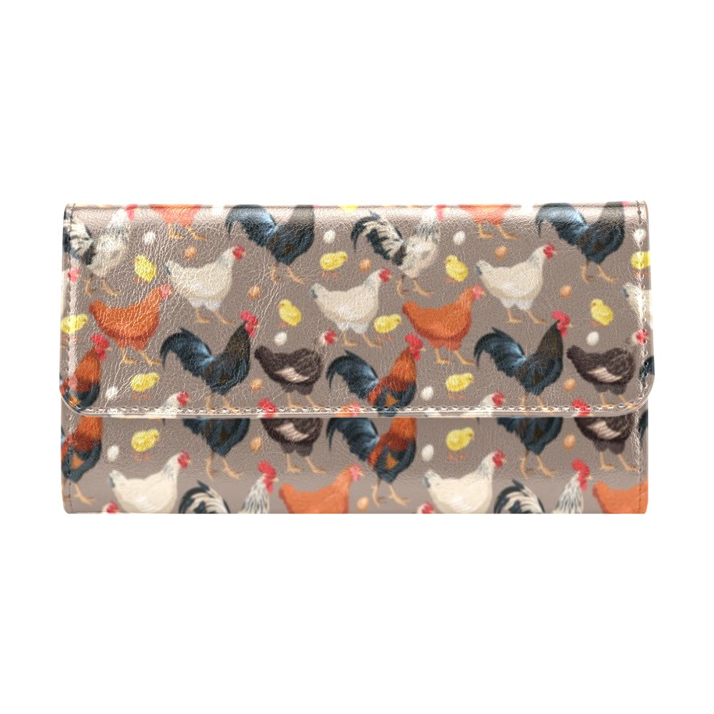 Chicken Evolution Pattern Women's Trifold Wallet