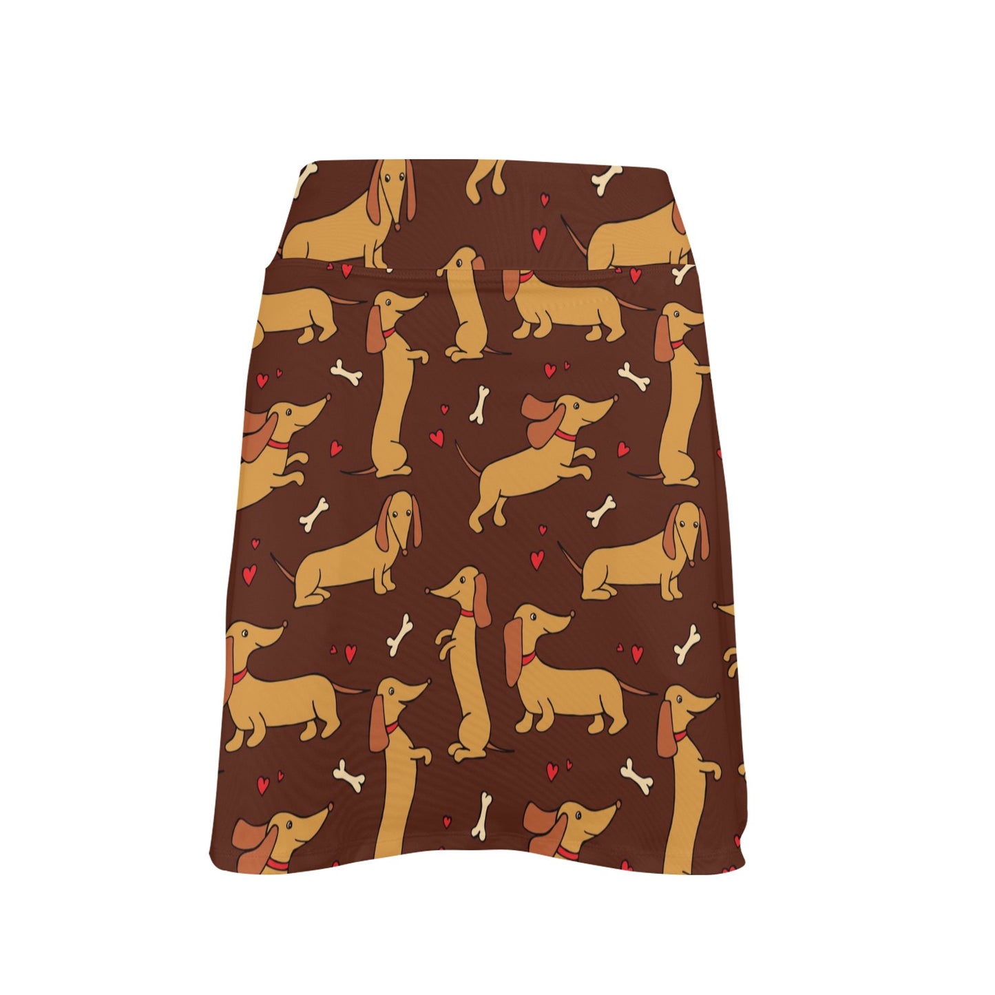 Dachshund Happy Print Pattern 17" Golf & Pickleball Skort with Pockets