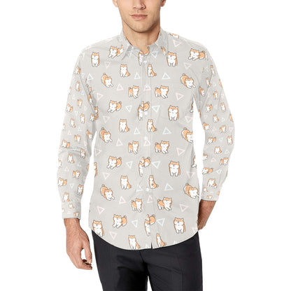 Shiba Inu Print Design LKS307 Men's Long Sleeve Dress Shirt