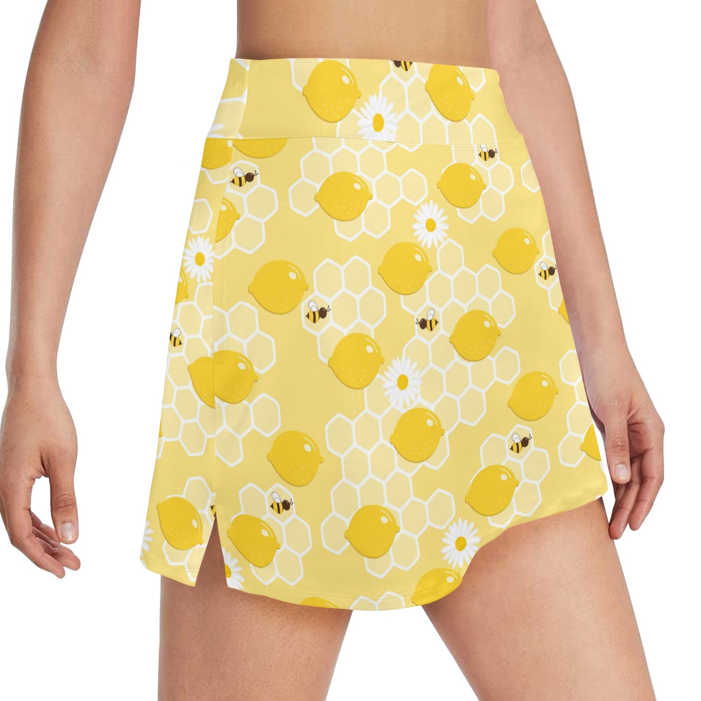 Honey Bee Honeycomb Print Design LKS3010 Women's Golf Skirt with Pocket