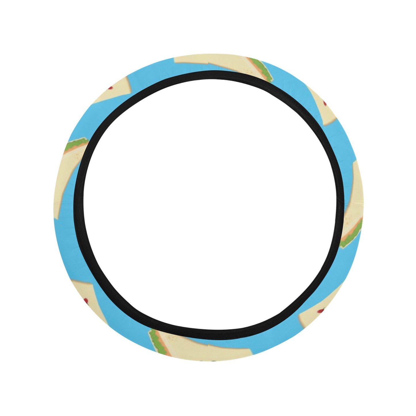 Sandwich Emoji Print Design LKS305 Steering Wheel Cover with Elastic Edge