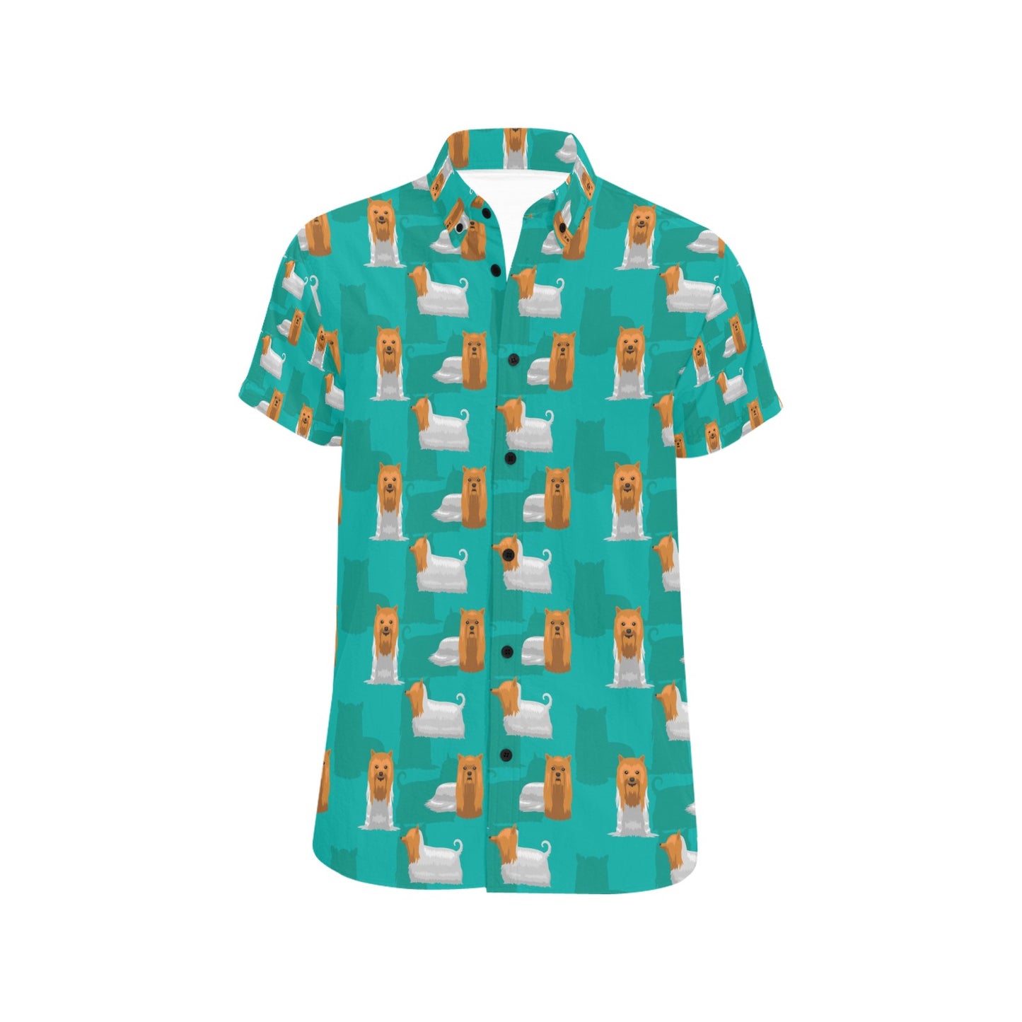Silky Terriers Print Design LKS301 Men Short Sleeve Button Up Shirt