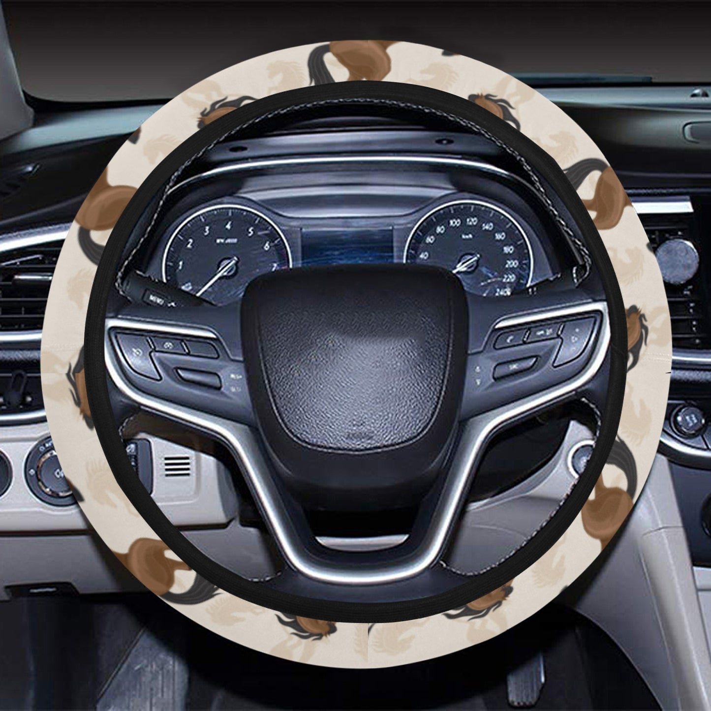 Horse Print Design LKS308 Steering Wheel Cover with Elastic Edge