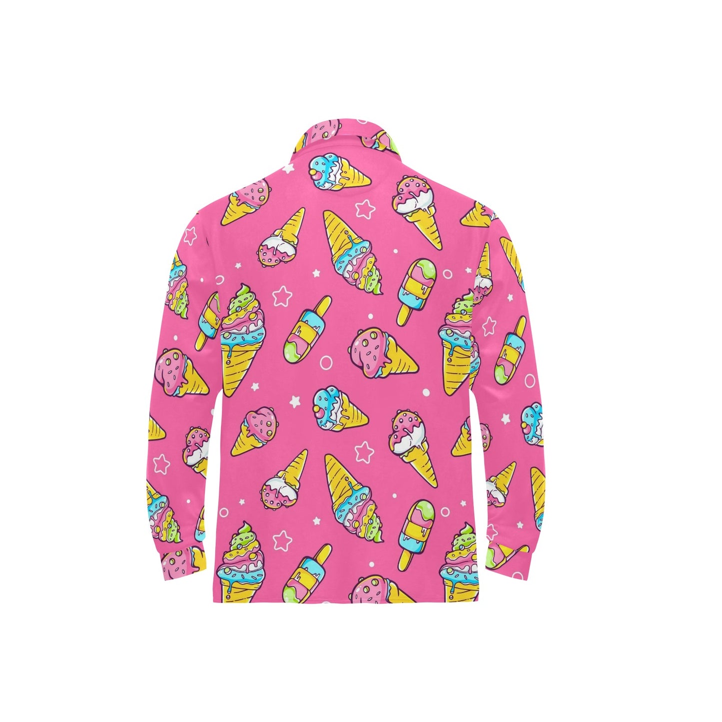 Ice Cream Pattern Print Design IC04 Long Sleeve Polo Shirt For Men's