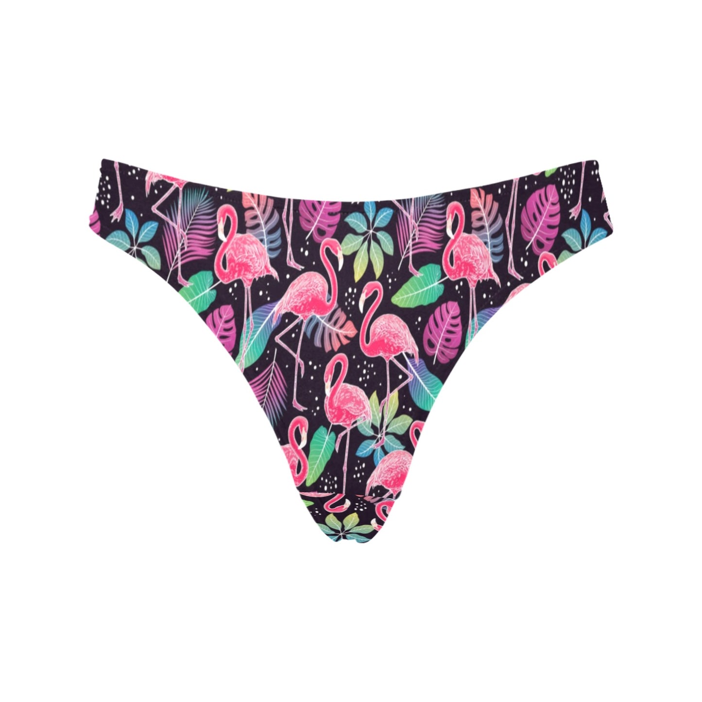 Flamingo Tropical leaves Neon Print Women's Thongs