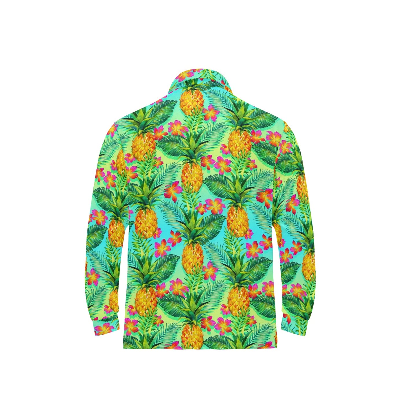 Pineapple Pattern Print Design PP010 Long Sleeve Polo Shirt For Men's