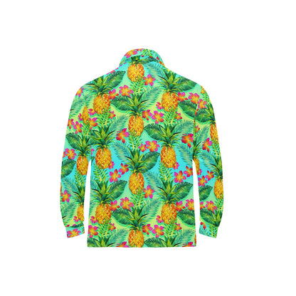 Pineapple Pattern Print Design PP010 Long Sleeve Polo Shirt For Men's