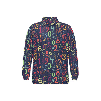 Number Pattern Print Design A01 Long Sleeve Polo Shirt For Men's
