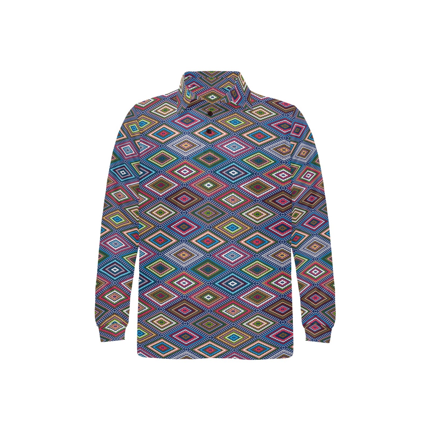 Southwestern Design Long Sleeve Polo Shirt For Men's