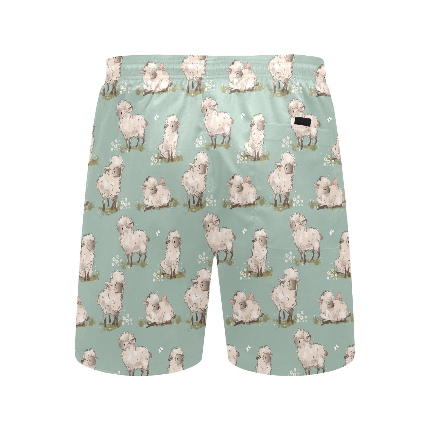 Sheep Print Design LKS405 Men's Swim Trunks Beach Shorts