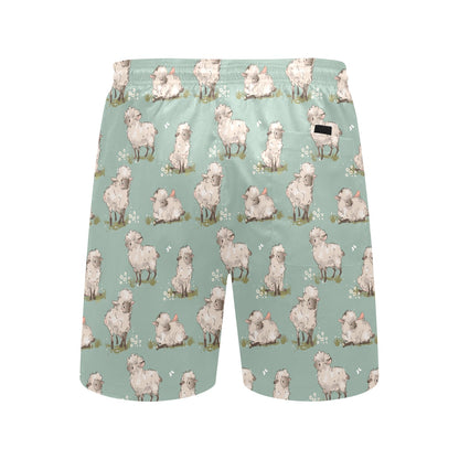 Sheep Print Design LKS405 Men's Swim Trunks Beach Shorts