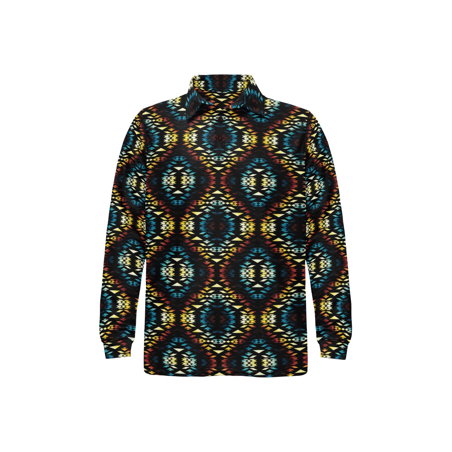 Tribal Pattern Print Design LKS309 Long Sleeve Polo Shirt For Men's