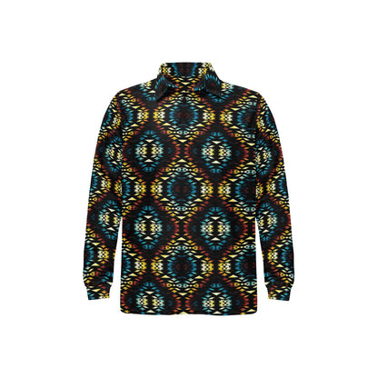 Tribal Pattern Print Design LKS309 Long Sleeve Polo Shirt For Men's