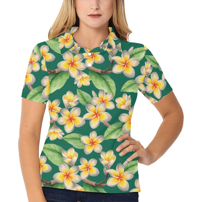 Plumeria Pattern Print Design PM07 Women's Polo Shirt