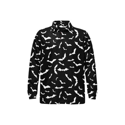 Bat Pattern Print Design 05 Long Sleeve Polo Shirt For Men's