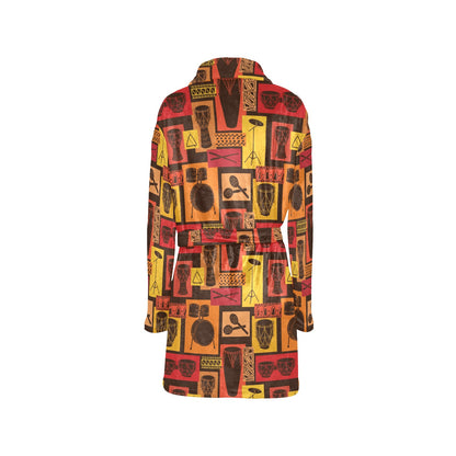 Percussion Pattern Print Design 02 Women's Fleece Robe
