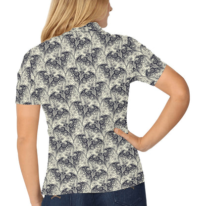 Bat Tribal Pattern Print Design 06 Women's Polo Shirt