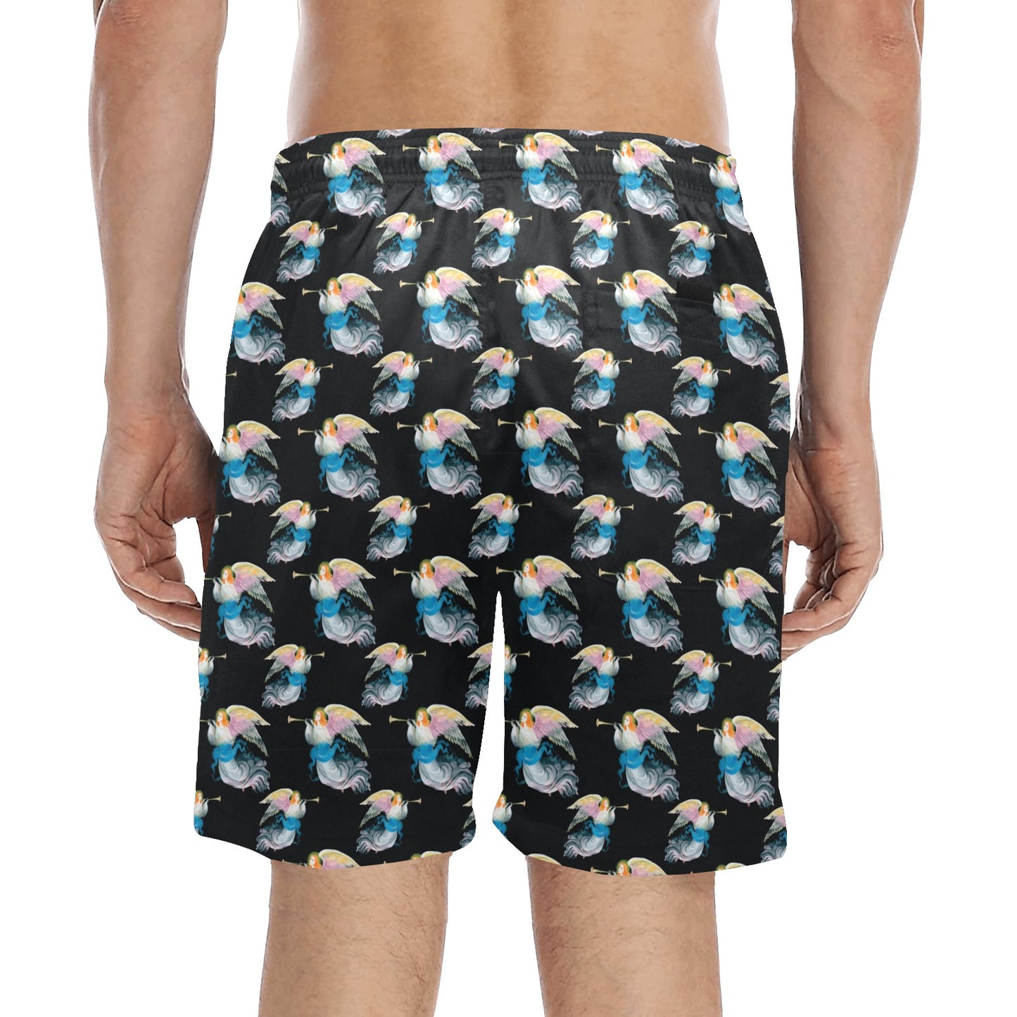 Angel with Wings Beautiful Design Print Men's Swim Trunks Beach Shorts