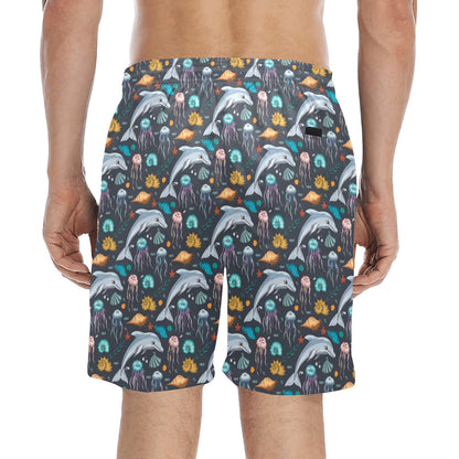 Underwater Dolphin Print Design LKS304 Men's Swim Trunks Beach Shorts