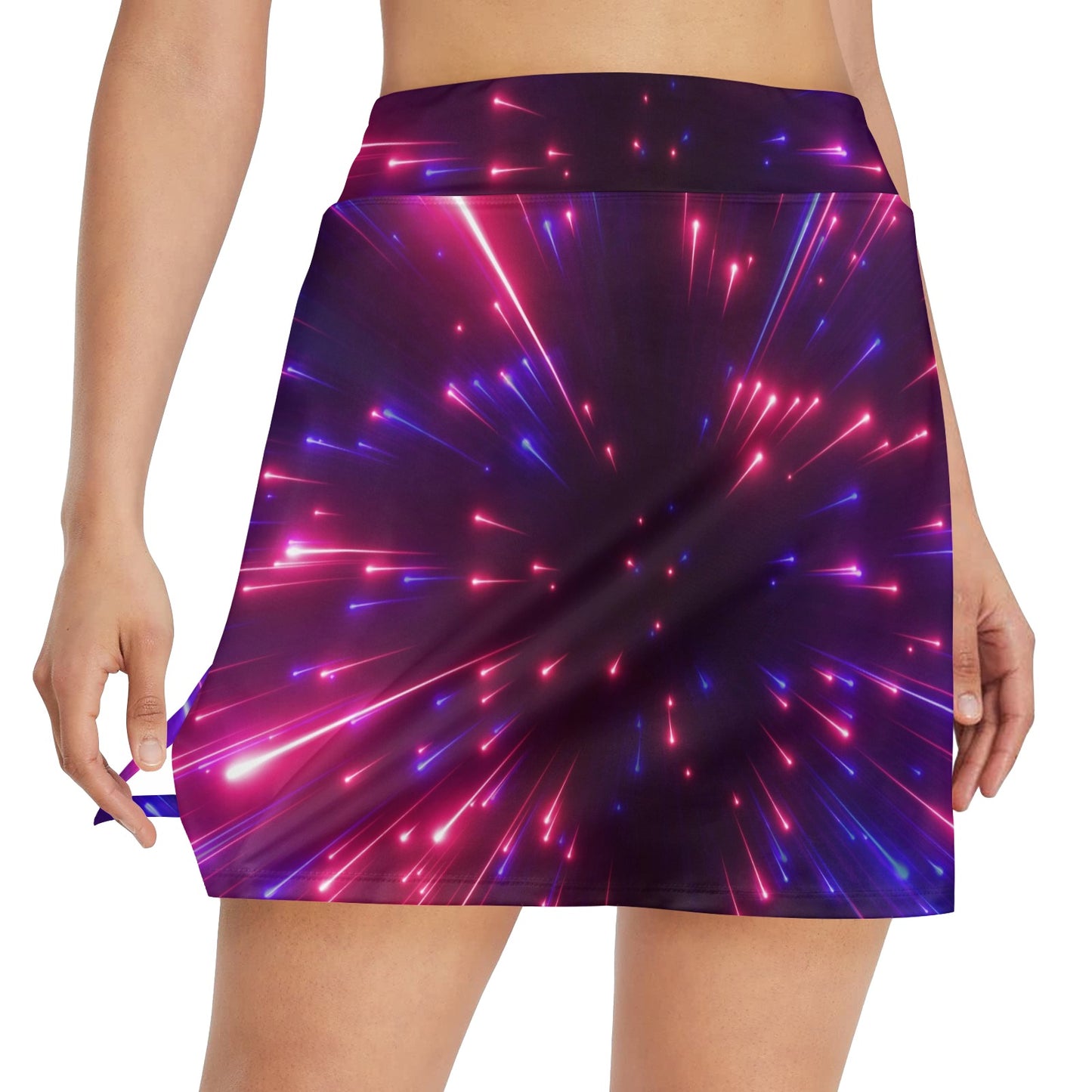 Celestial Purple Blue Neon Speed Light 17" Golf & Pickleball Skort with Pockets