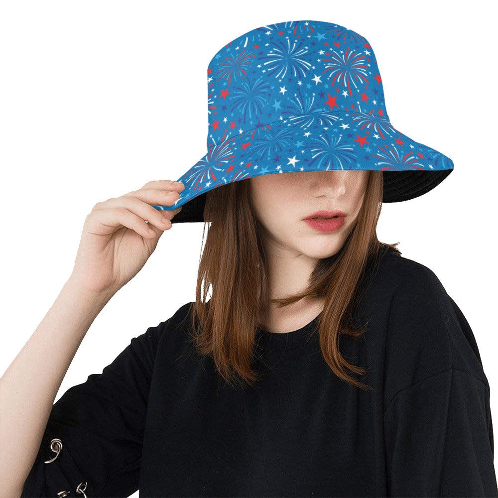 Firework Celebration Print Design LKS304 Unisex Bucket Hat